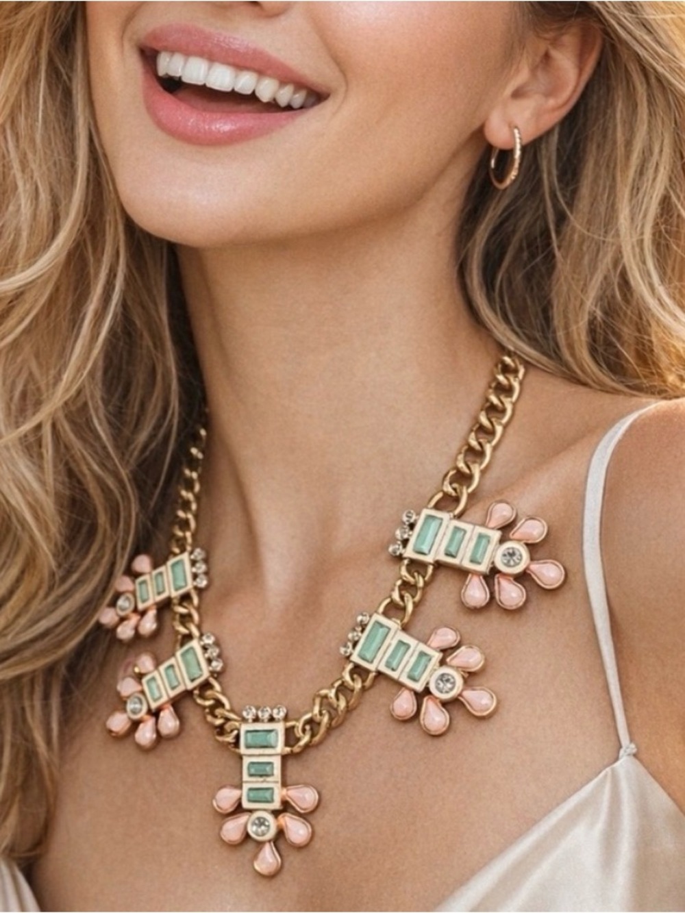 Plunder Design Aqua Eleanor enameled statement necklace